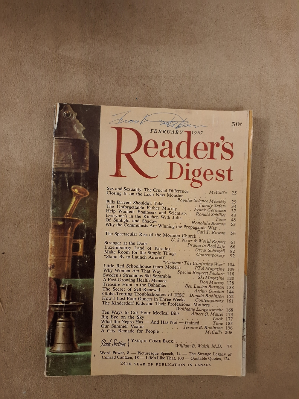 February 1967 Vintage Reader Digest, 50¢